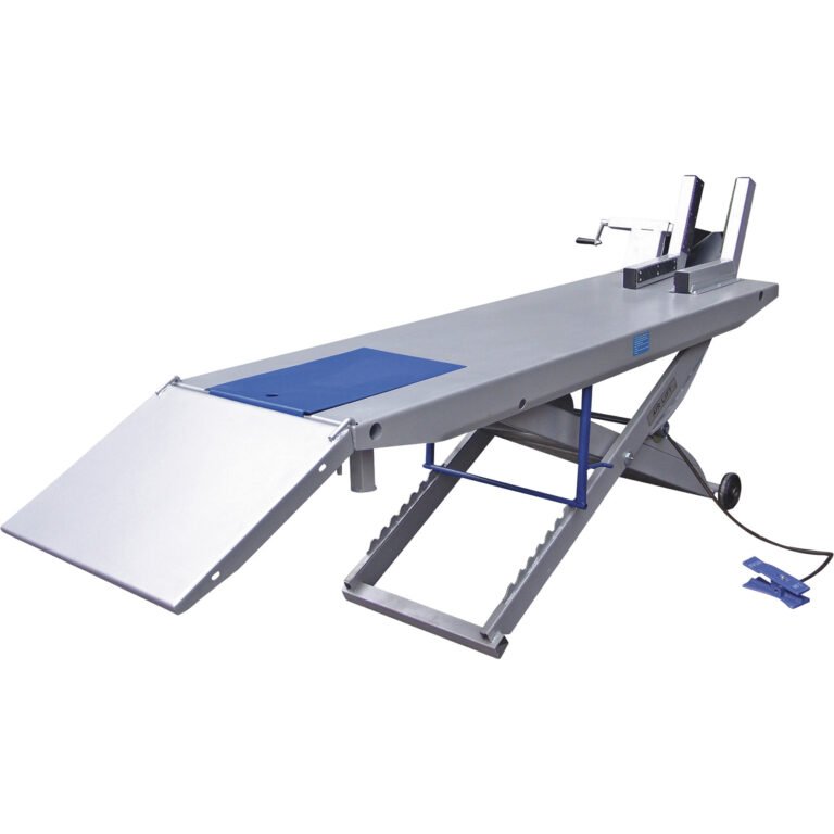 Tuxedo Air-Powered Motorcycle Lift, 1000-Lb. Capacity, Gray/Blue, Model# M-1000C