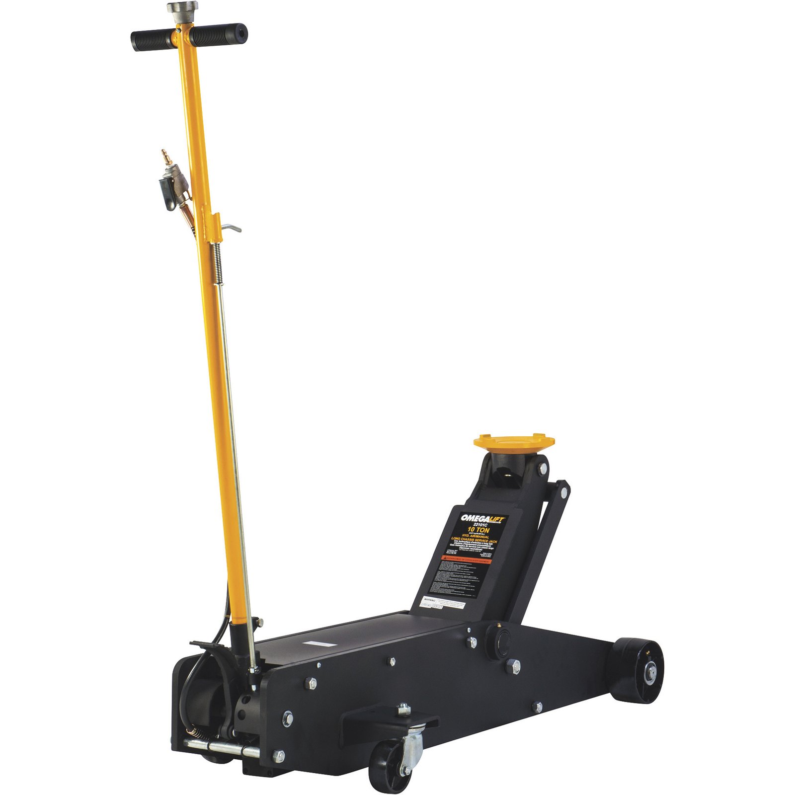 Omega 22101C Hybrid Air/Manual Long Chassis Service Jack – 10 Ton