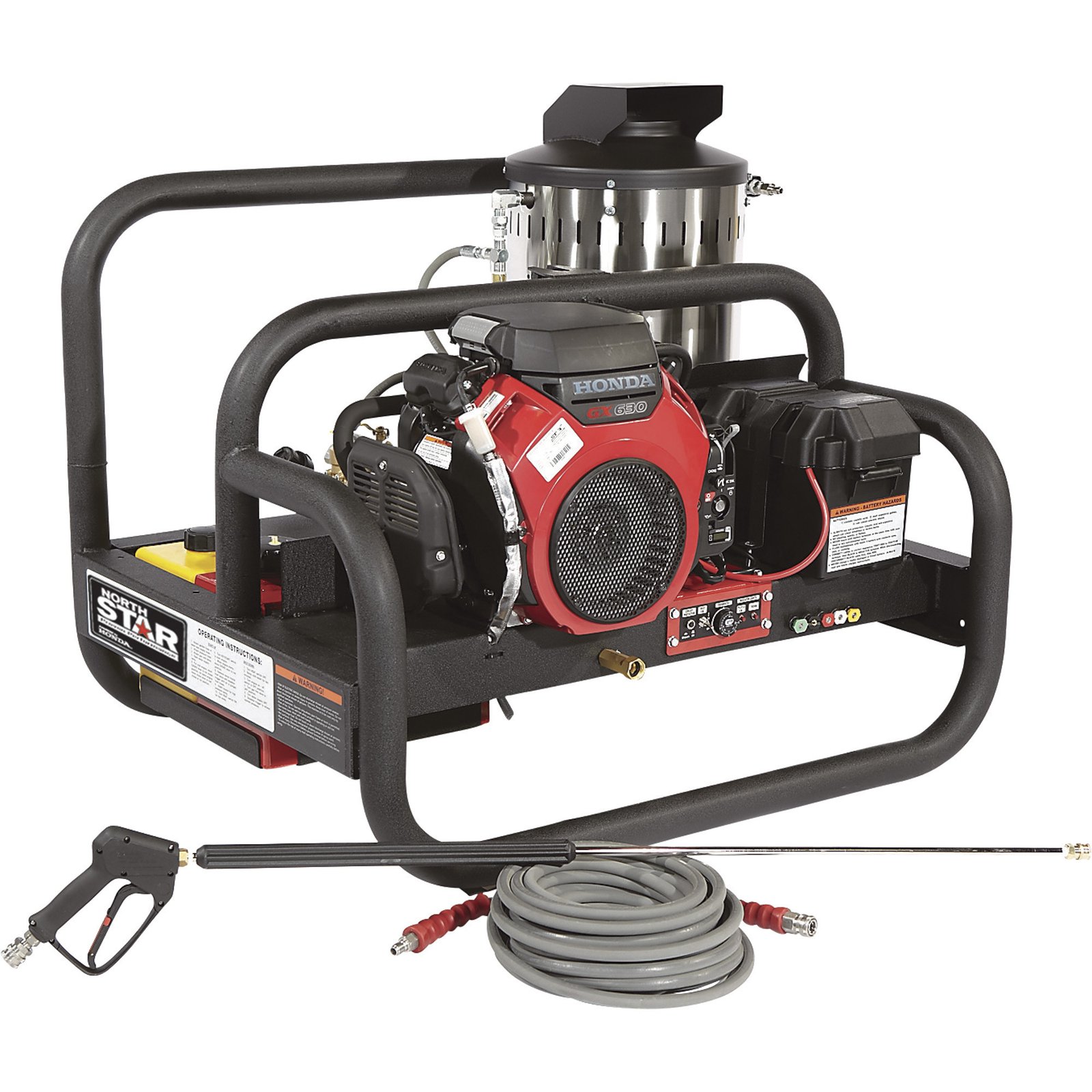 NorthStar Gas Hot Water Pressure Washer Skid – 4,000 PSI, 4 GPM, Honda GX630