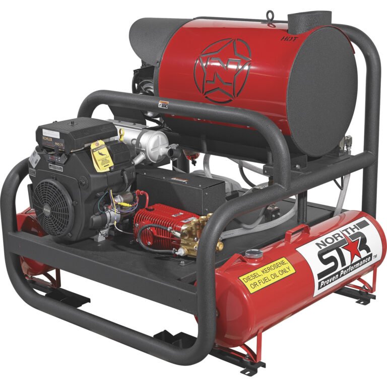 NorthStar Gas Hot Water Commercial Pressure Washer Skid with 2 Wands, 4000 PSI, 7 GPM, Kohler Command Pro Engine, Belt Drive