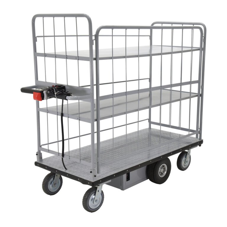 Vestil Electric Material Handling Cart - 60in. x 28in., 500-Lb. Capacity, 2 Shelves, Model# EMHC-2860-4