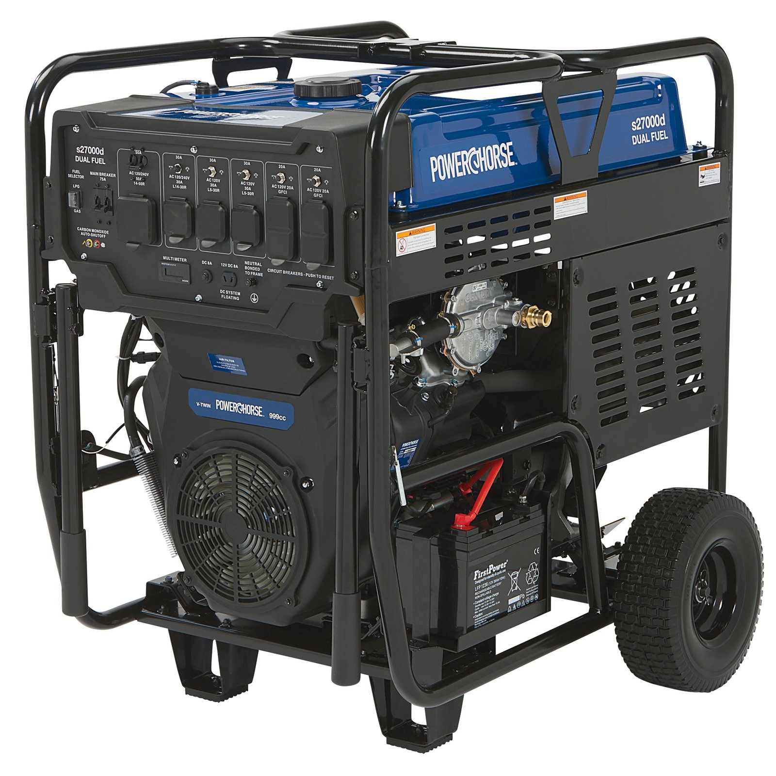 Powerhorse Dual Fuel Portable Generator – 18,000 Rated / 27,000 Surge Watts, 120/240V, Electric Start