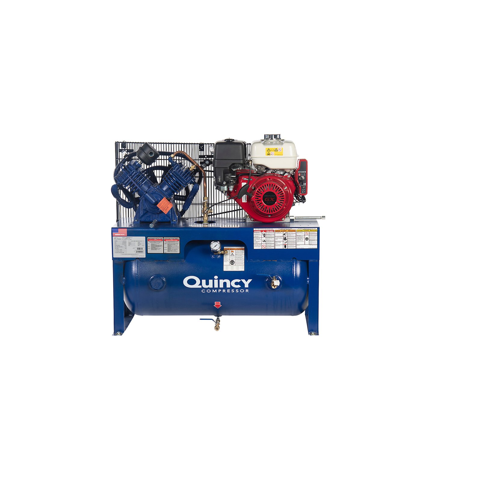 Quincy G5409H30 Two-Stage Gas Air Compressor – 9 HP Honda GX270, 30 Gallon Horizontal