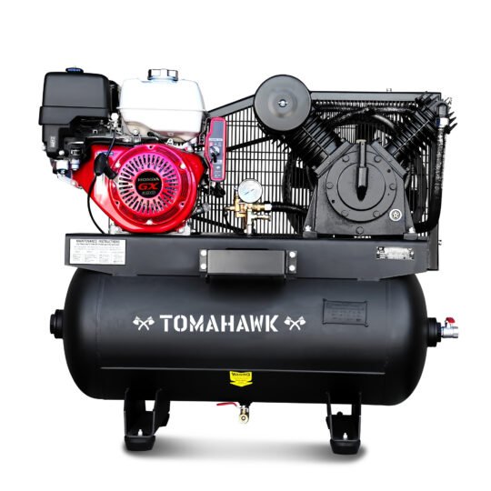 Tomahawk Air Compressor — 30 Gallon, 13 HP Honda GX390 Engine, Horizontal Tank, 24.4 CFM @ 90 PSI, Gas-Powered, Model# TAC30H-390