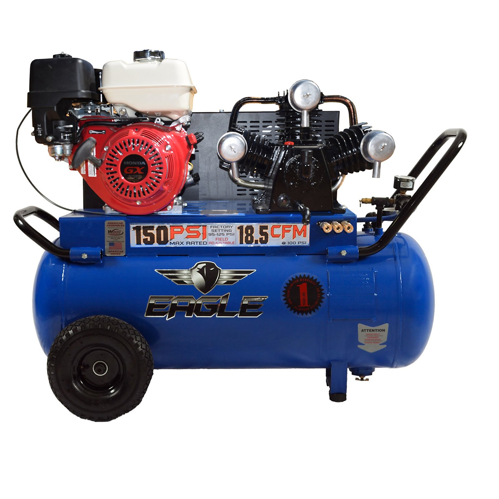EAGLE P90G25H1 Gas Air Compressor – 9 HP, 25 Gallon, 18.5 CFM