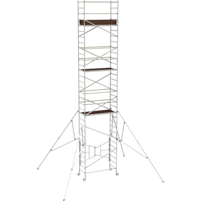 Metaltech 24ft. Easy-Set Aluminum Scaffold Tower with Guardrail and Outriggers, 800-Lb. Capacity, Model# AL-Q0108