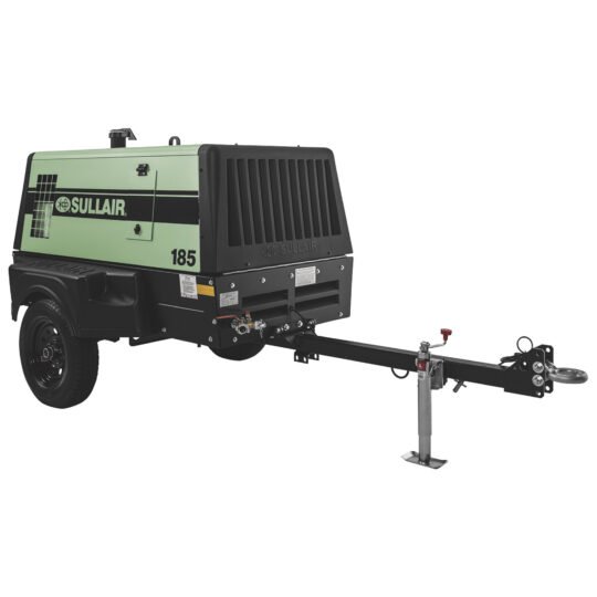 Sullair 185/D/DPQ/KUT4F Portable Rotary Screw Air Compressor – 185 CFM, 49 HP Kubota Diesel