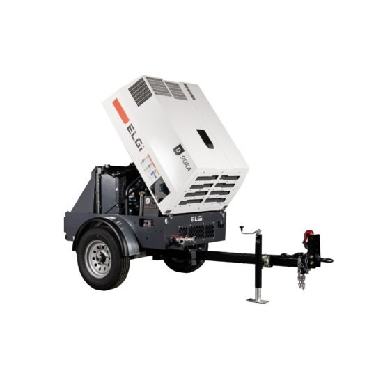 ELGI Trailer Mount Portable Screw Air Compresor, 90 cfm@ 100 PSI with Cold Weather Package,Model #D90KA-PCWP