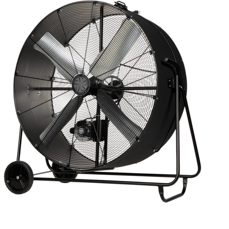 TPI Industrial Swivel Mount Drum Fan - 48in. Diameter, 22,700 CFM, 120 Volts, 10in. Wheels, Model# PBS 48-B