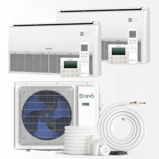Bravo 2-Zone Mini Split AC and Heat Pump — 36,000 BTU (12K+24K), Wall Mount, Model# M36VO+M12VI+M24VI+AB1+AB7