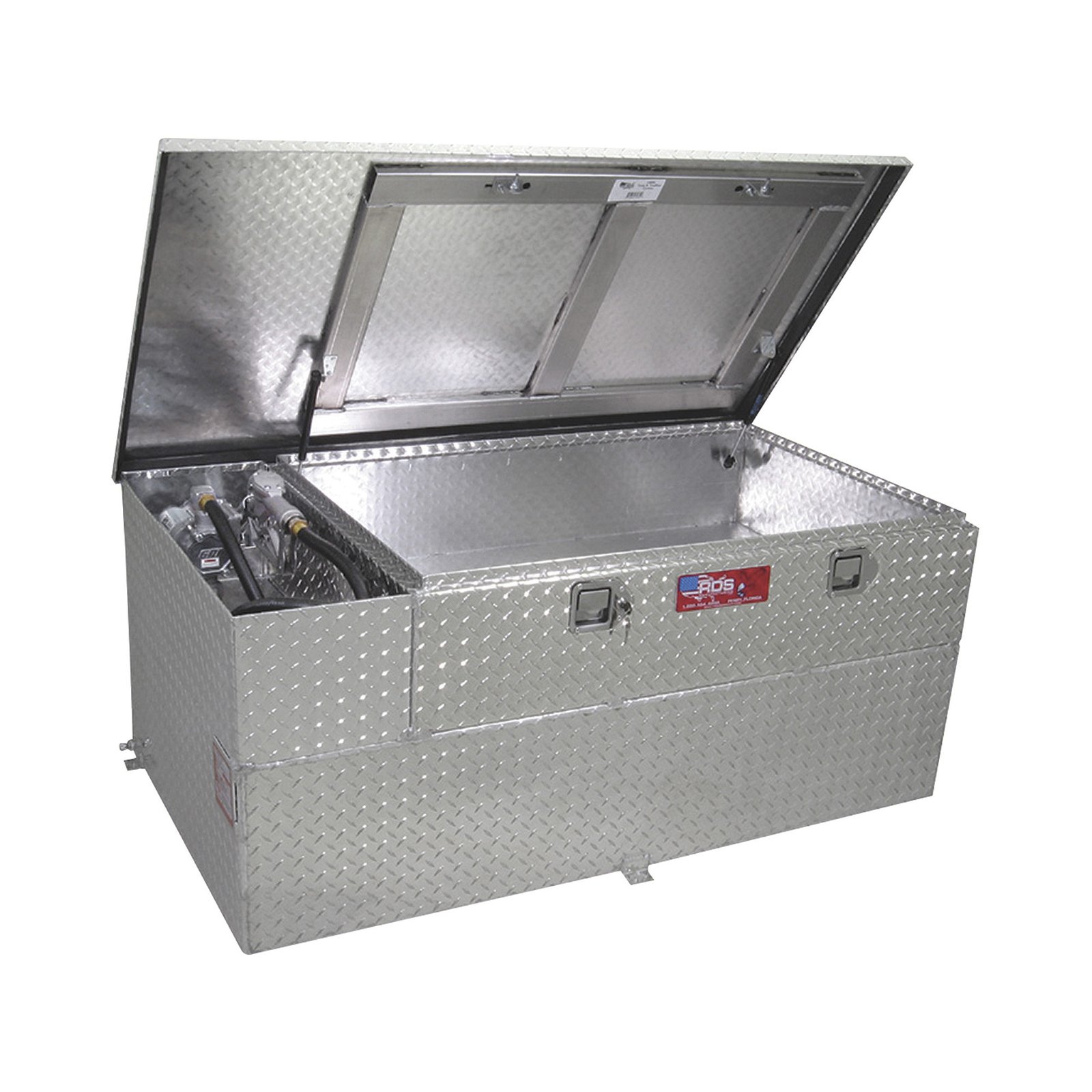 RDS 72855 Aluminum Transfer Fuel Tank & Toolbox Combo – 91 Gallon, GPI 12V Pump, 8 GPM