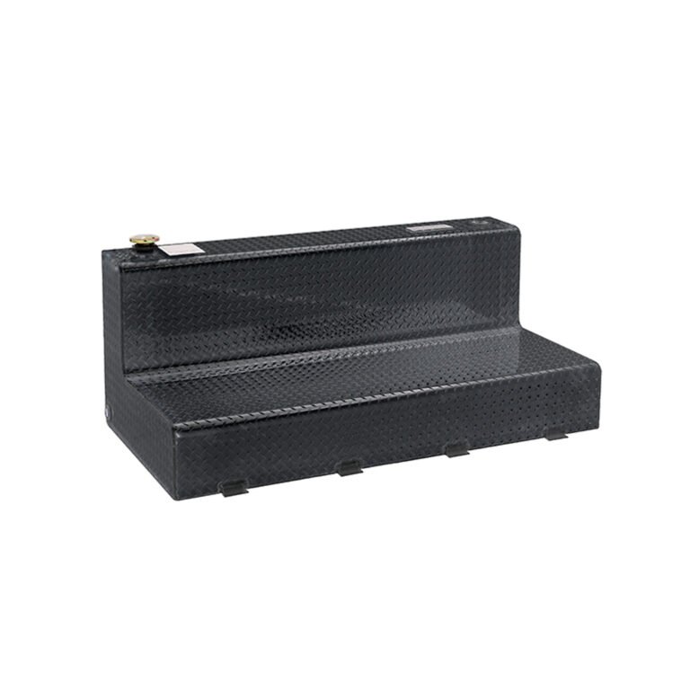DeeZee L-Shaped Auxiliary Transfer Tank — 92 Gallon, Brite-Tread Aluminum, Black Powder Coat, 46.75in., Lockable Cap, Model# DZ92747XB